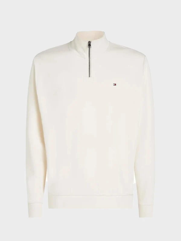 Tommy Hilfiger - Men's Essential Intechno Half Zip Sweatshirt Cream / M