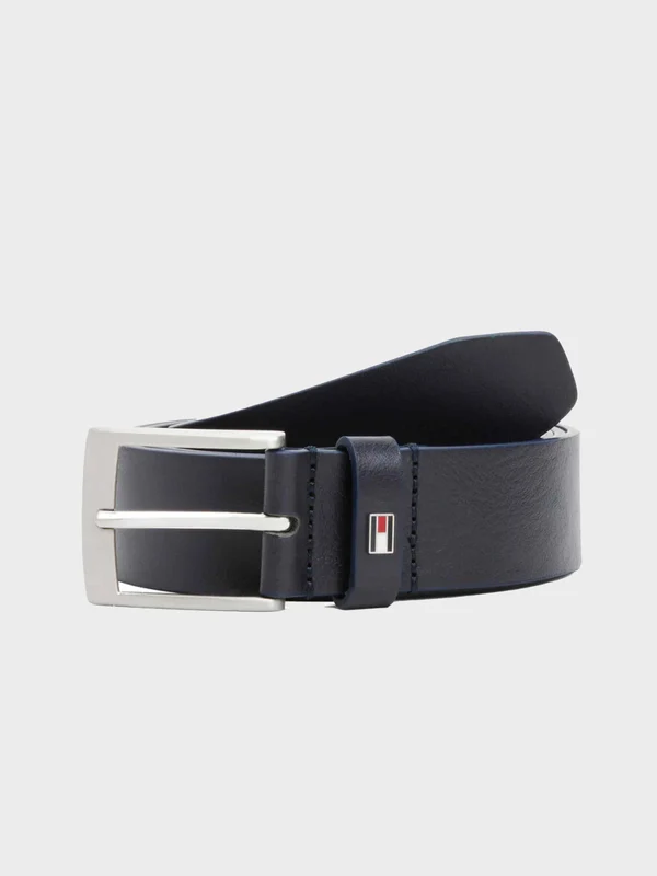 Tommy Hilfiger - Men's Enamel Flag Leather Belt Dark Blue / 100