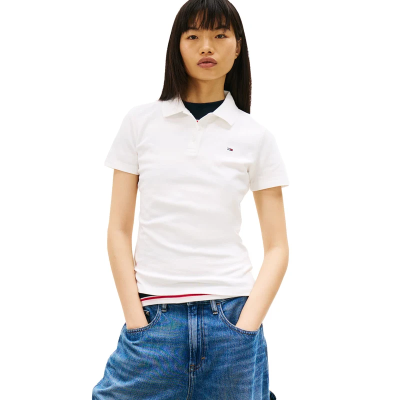 Polo Donna Tommy Jeans Mm Ess Bianco Ecru XS