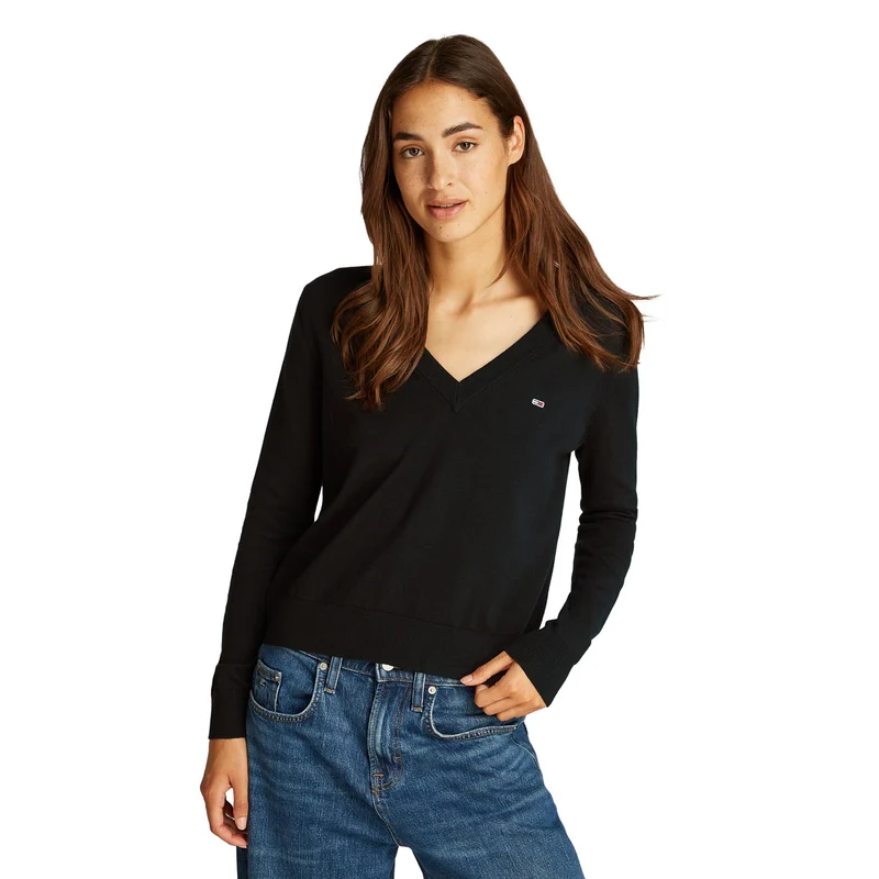Maglione Donna Tommy Jeans Essential V Neck Nero S