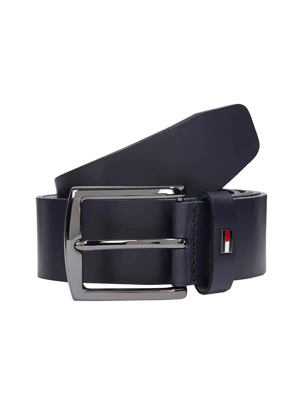 Tommy Hilfiger - Men's Flag Square Buckle Leather Belt Dark Blue / 115