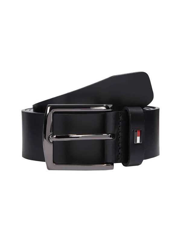 Tommy Hilfiger - Men's Flag Square Buckle Leather Belt Black 1 / 105