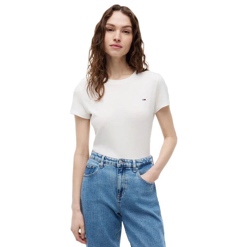 T-Shirt Donna Tommy Jeans Slim Bianco S