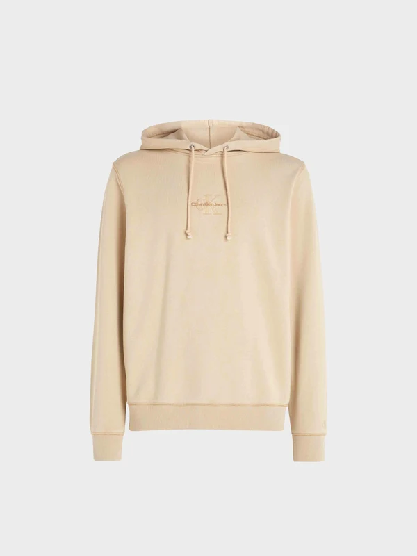 Calvin Klein Jeans - Men's Washed Monologo Hoodie Khaki / XXL