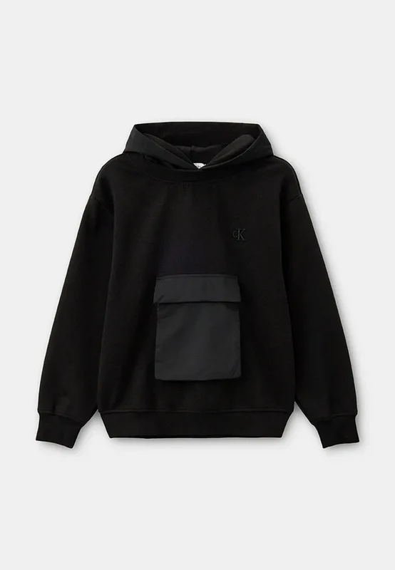 Calvin Klein Jeans - Boys Mix-Media Nylon Hoodie Black / 14
