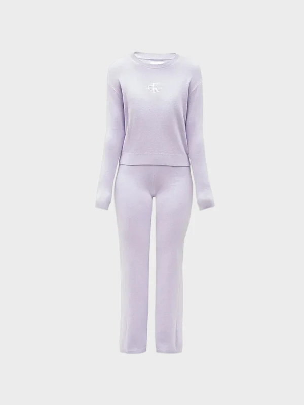 Calvin Klein Jeans - Girls' Monologo Sweater Pants Set Light Purple / 10