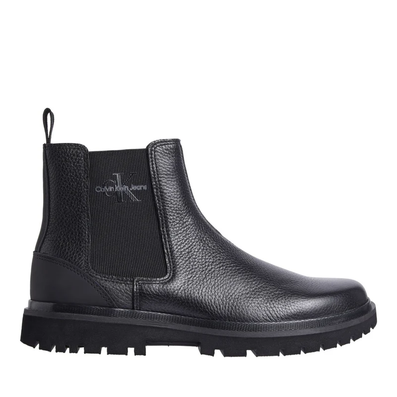 Calvin Klein Jeans Eva Black Pebbled Leather Chelsea Boots EU 44