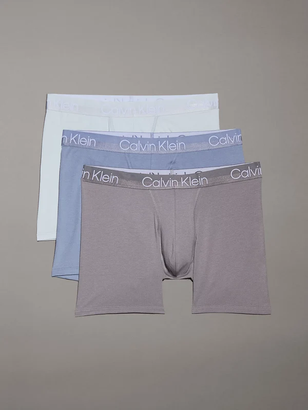 Calvin Klein MODERN STRUCTURE COTTON Mens 3 Pack Boxer Briefs Multicoloured Large