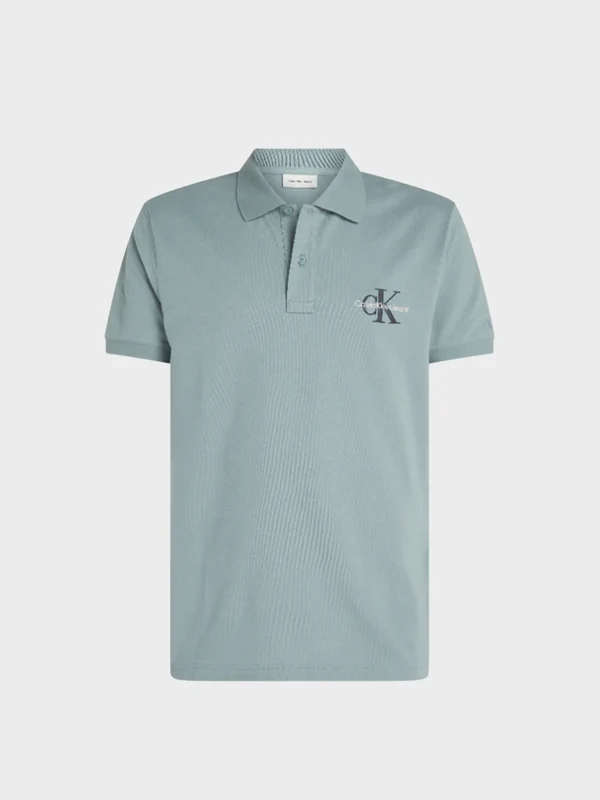 Calvin Klein Jeans - Men's Monologo Polo Shirt Blue Green / xxxl