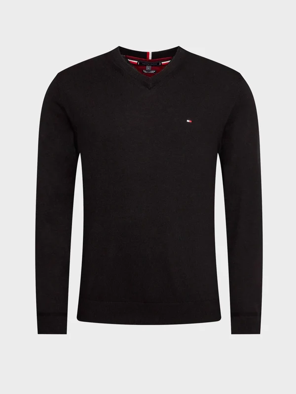 Tommy Hilfiger - Men's Regular Fit V-Neck Sweater Black 1 / S