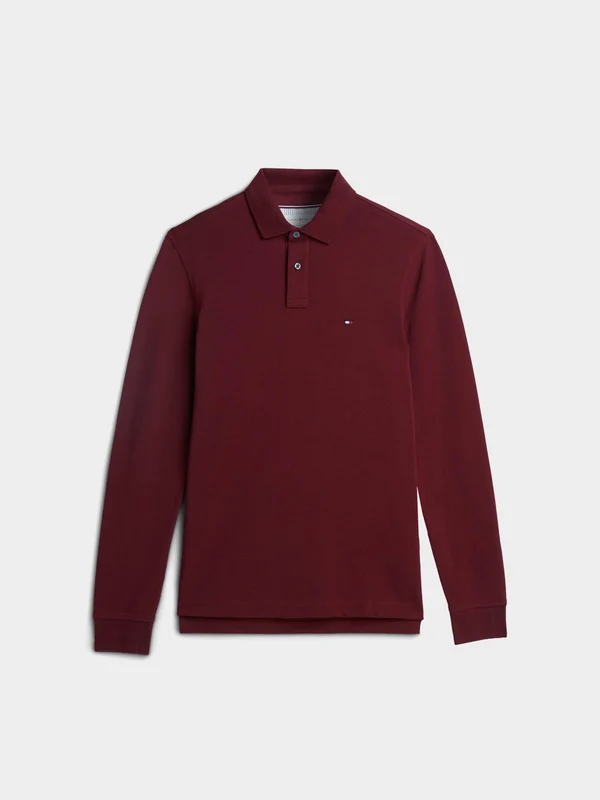 Tommy Hilfiger - Men's 1985 TH Flex Regular Fit Long Sleeve Polo Burgundy / XXL