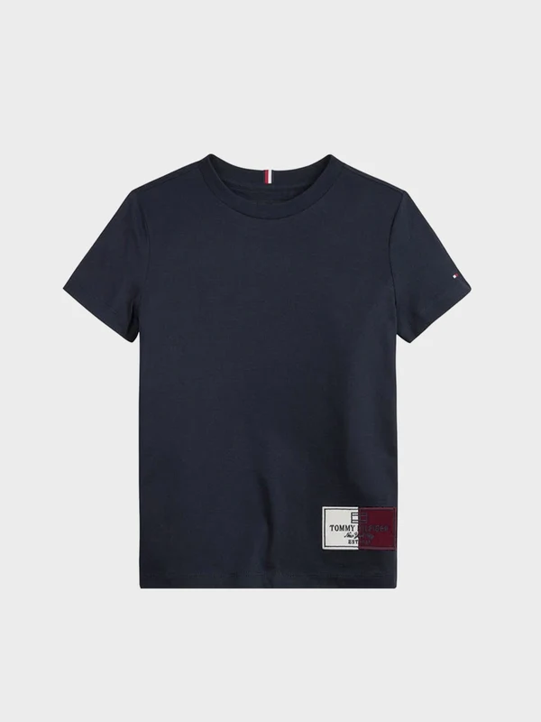 Tommy Hilfiger - Boys' Organic Cotton Logo Patch T-Shirt Desert Sky / 6