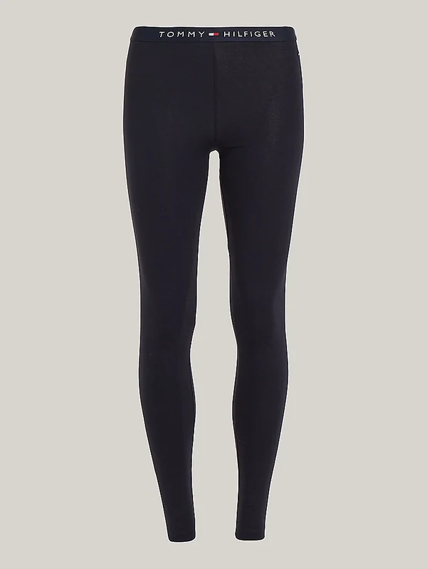 Tommy Hilfiger Womens High-Rise Logo Leggings Desert Sky Small