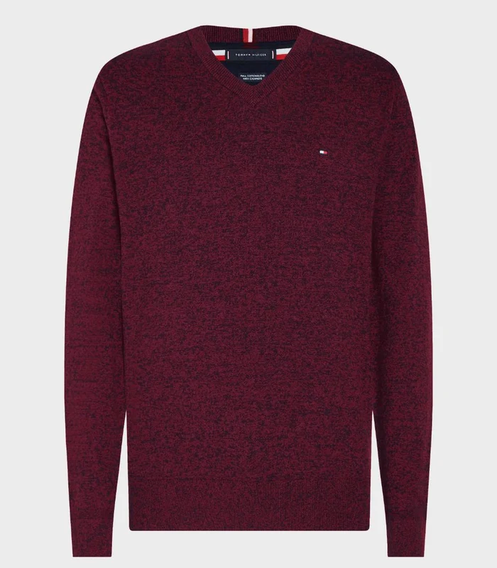 Tommy Hilfiger - Men's Regular Fit V-Neck Sweater Dark Burgundy 1 / S