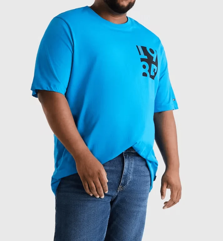 Tommy Hilfiger Mens Print Tee Cerulean Aqua / 3XL