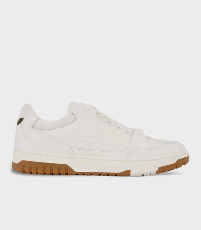 Tommy Hilfiger - Monogram Nubuck Leather Basketball Trainers Off White / 40