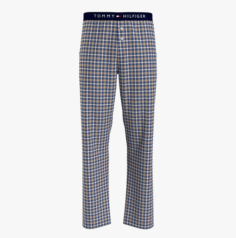 Tommy Hilfiger TH ORIGINAL WOVEN PRINT Mens Lounge Trousers Julot Check Deep Indigo Small