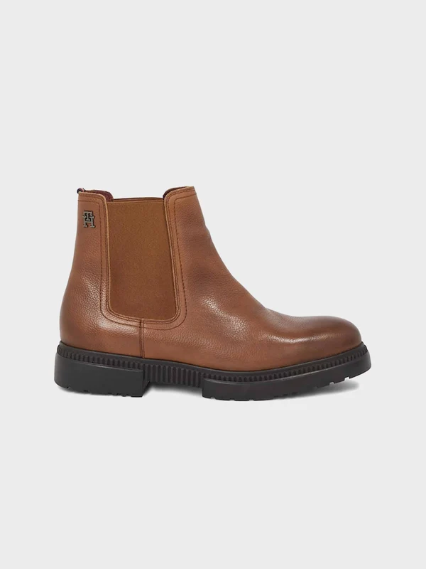 Tommy Hilfiger - Men's Comfort Cleated Thermo Leather Boots Cognac Brown / 45