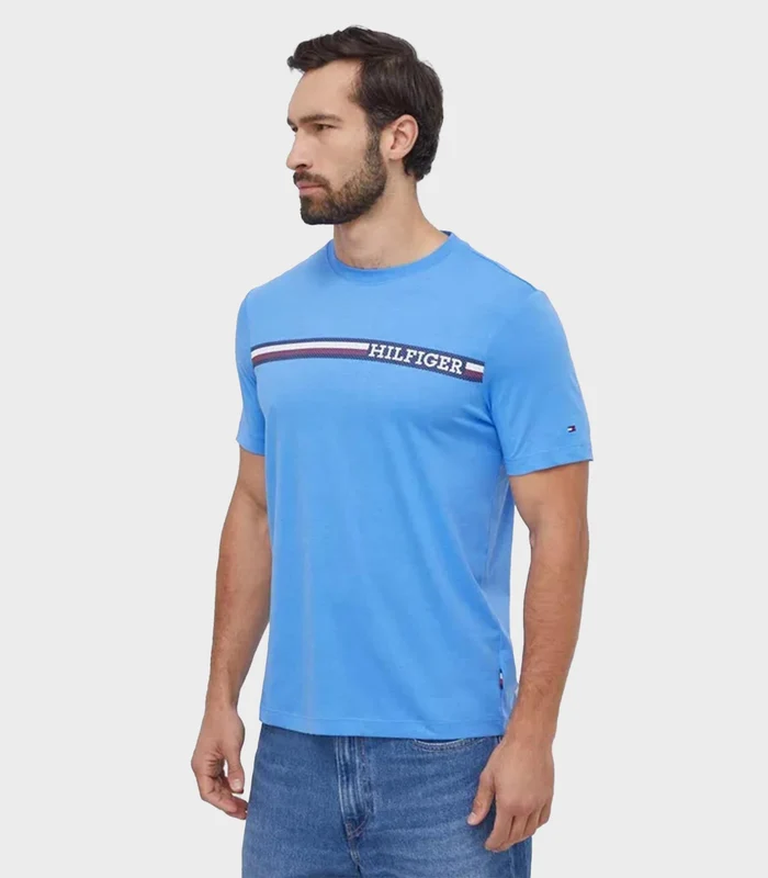 Tommy Hilfiger - Monotype Chest Stripe Tshirt Regular Fit Blue / XL