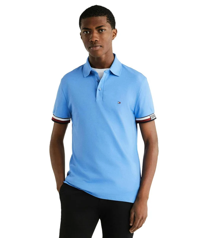 Tommy Hilfiger - Monotype Flag Cuff Slim Fit Polo Blue / xxxl