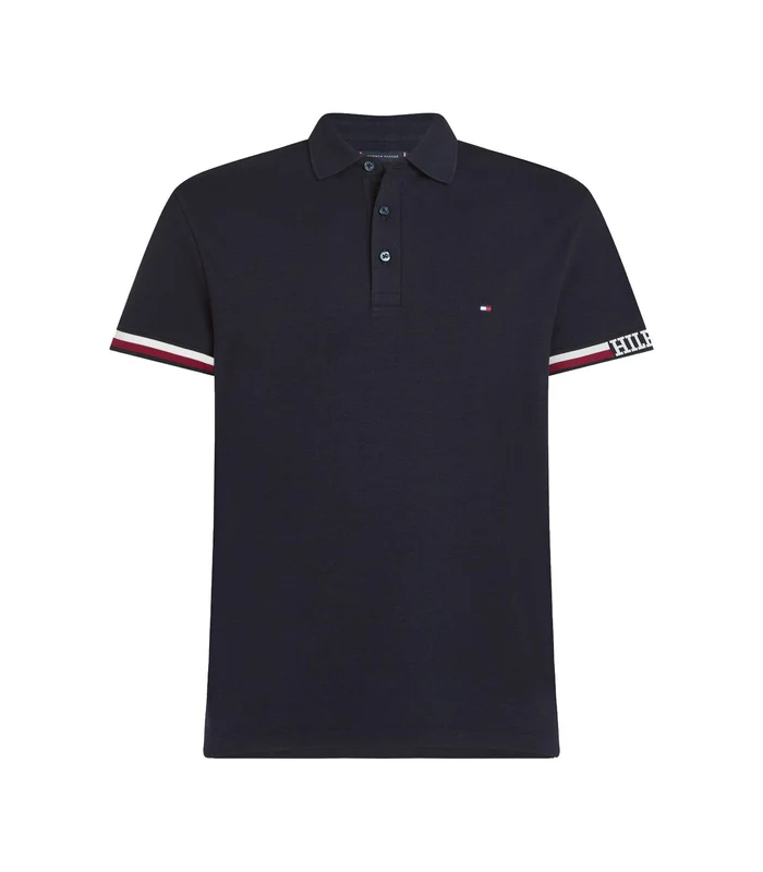 Tommy Hilfiger - Monotype Flag Cuff Slim Fit Polo Desert Sky / M