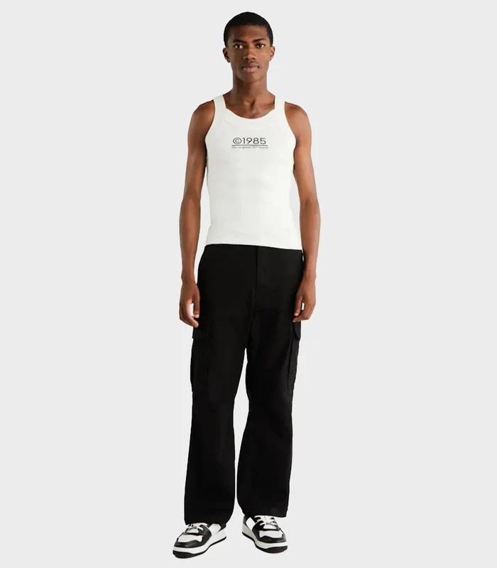 Tommy Hilfiger Jeans - Men's Knitted Graphic Singlet Tank Slim Fit Off White / XS