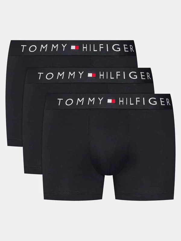 Tommy Hilfiger - Men's 3 Pack Original Logo Waistband Trunks Navy / S