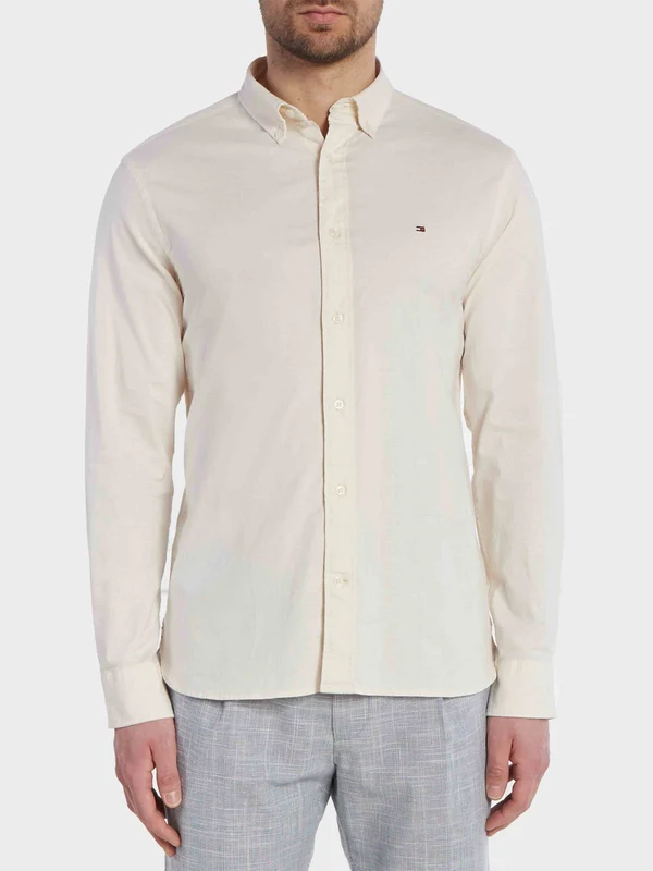 Tommy Hilfiger - Men’s 1985 Collection Regular Fit Th Flex Shirt Light Beige / xxxl