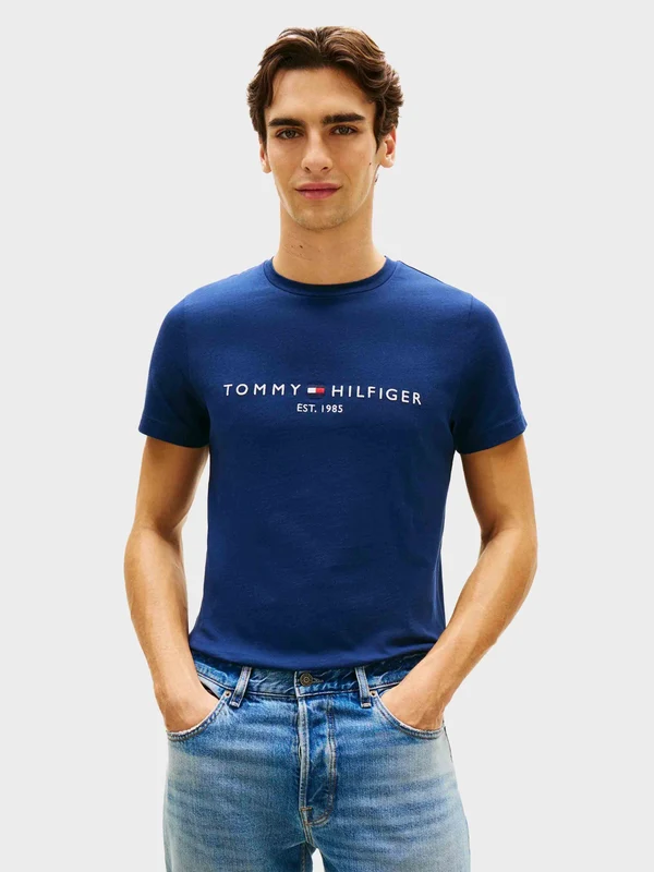 Tommy Hilfiger - Men's Organic Cotton Chest Logo T-Shirt Navy Blue / XL