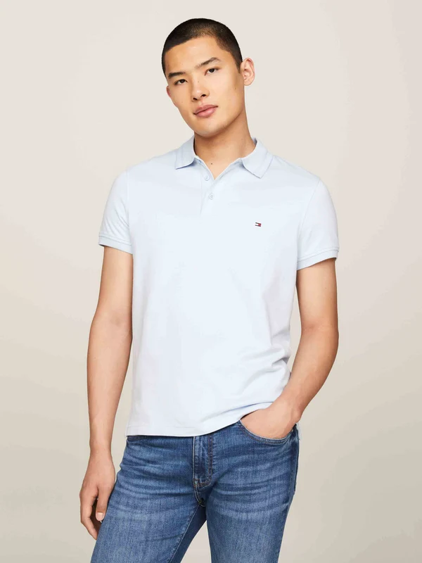 Tommy Hilfiger - Men's Slim Fit Polo Shirt Blue / White / M