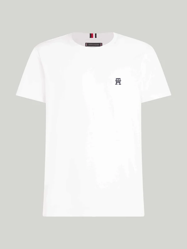 Tommy Hilfiger - Men's Monogram Embroidery Crew Neck T-Shirt White / XXL