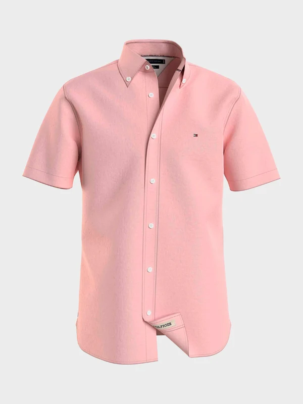 Tommy Hilfiger - Men's Pigment Dyed Linen Shirt Pink / XXL