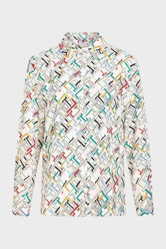 Tommy Hilfiger - Monogram Print Relaxed Shirt Multi Color / 40