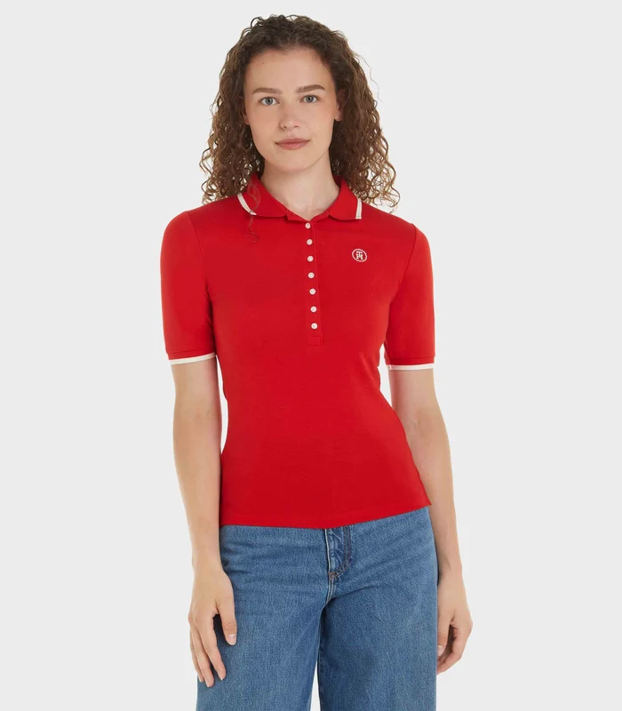 Tommy Hilfiger - Monogram Tipped Slim Fit Polo Bright Red / XL