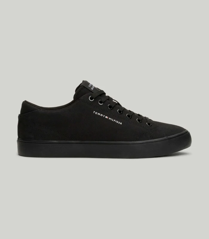 Tommy Hilfiger - Men's Essential Canvas Lace Up Trainers Black 1 / 43