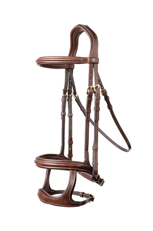 Trust Paris Double Noseband Bridle Brown/Gold WB