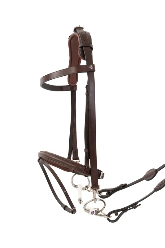 Hamburg Training Bridle W Padding & Rubber Reins Brown/Silver WB