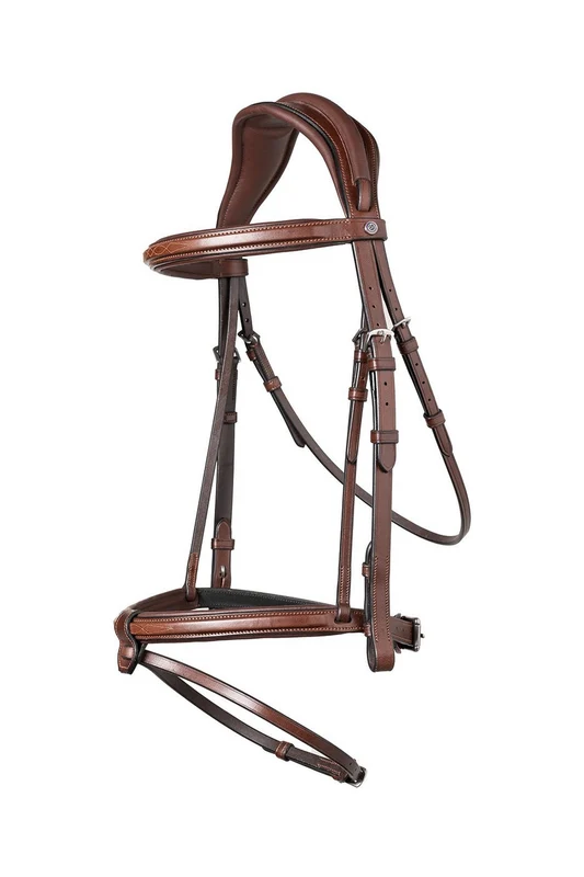 Geneva Combined Noseband Bridle Brown/Silver WB
