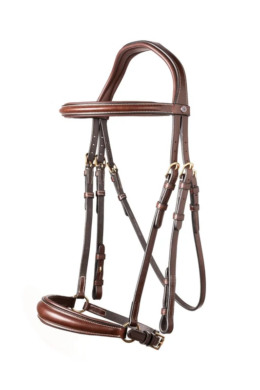 Rome Drop Noseband Bridle Brown/Gold V