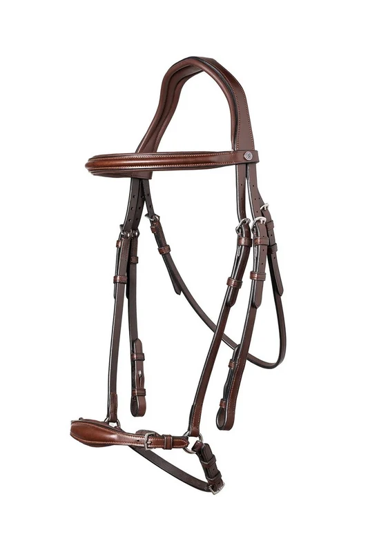 Barcelona Adjustable Drop Noseband Bridle Brown/Silver WB