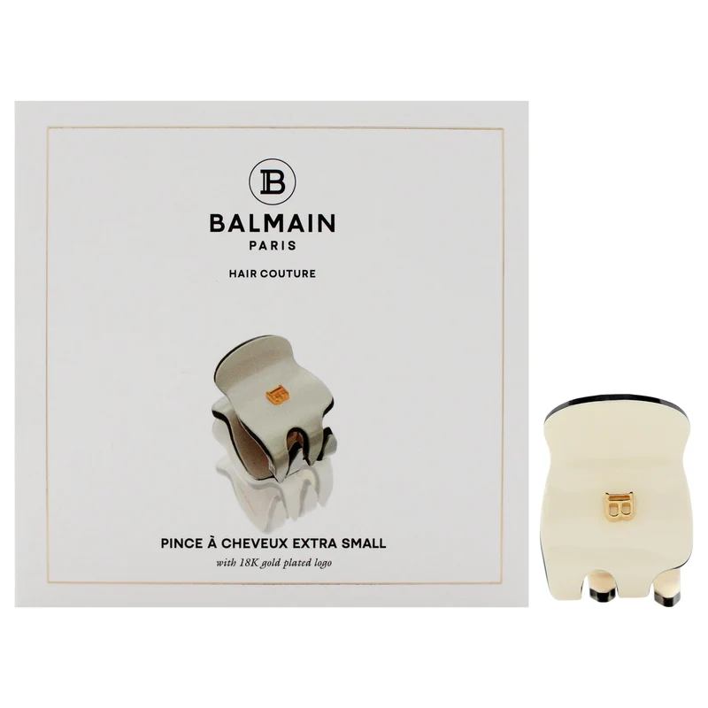 Balmain Hair Couture Cellulose Acetate Pince a Cheveux Extra Small - White-Black by Balmain Hair Couture for Women - 1 Pc Hair Clip 1 Pc