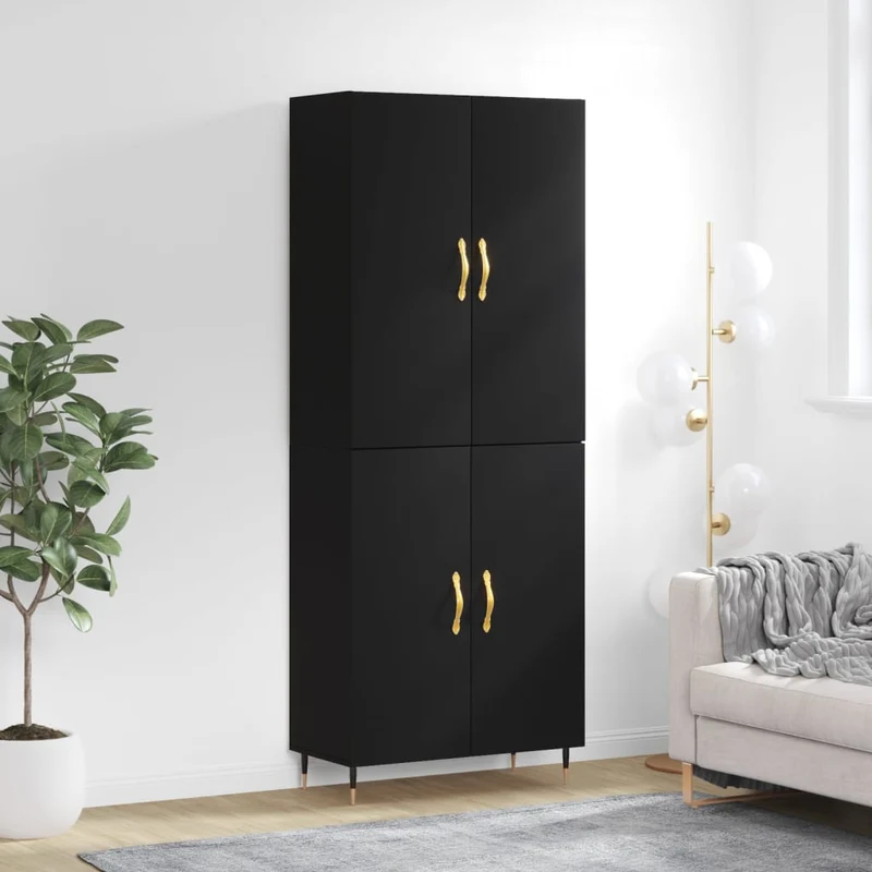 Kaappi musta 69,5x34x180 cm tekninen puu