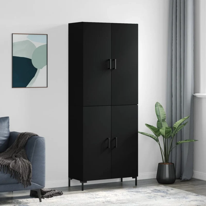 Kaappi musta 69,5x34x180 cm tekninen puu