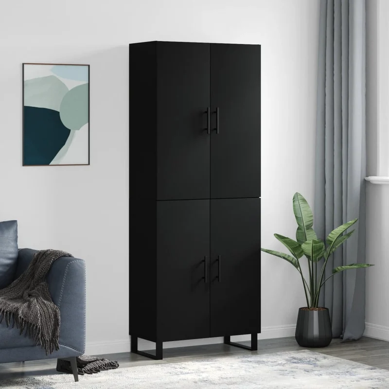 Kaappi musta 69,5x34x180 cm tekninen puu