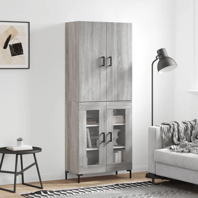 Kaappi harmaa Sonoma 69,5x34x180 cm tekninen puu
