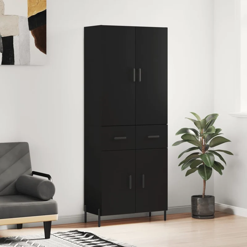 Kaappi musta 69,5x34x180 cm tekninen puu