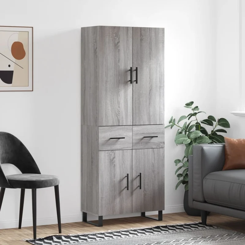 Kaappi harmaa Sonoma 69,5x34x180 cm tekninen puu