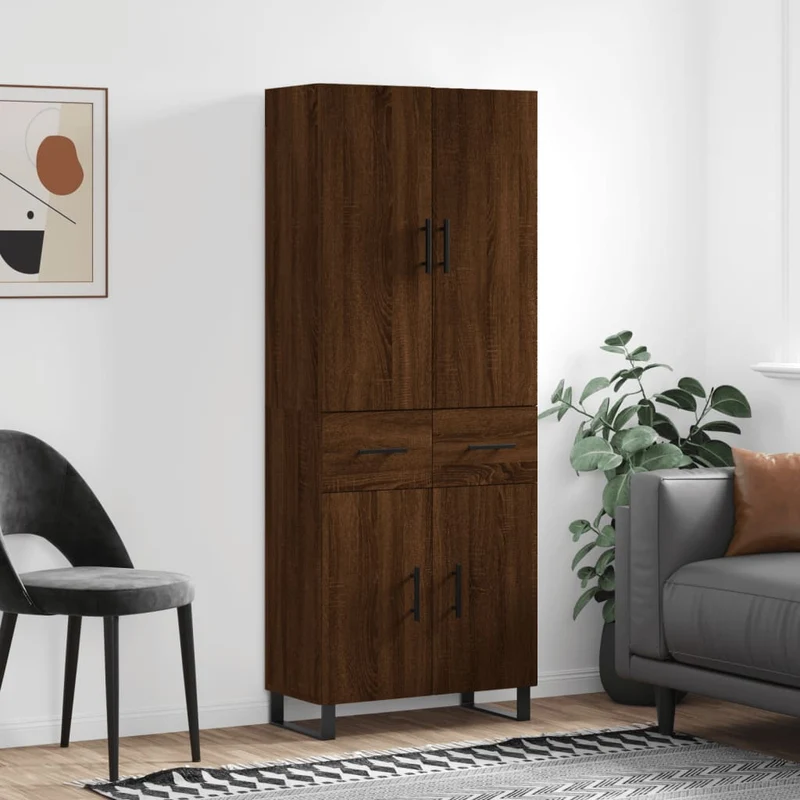 Kaappi ruskea tammi 69,5x34x180 cm tekninen puu