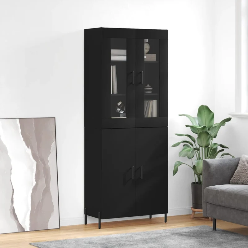Kaappi musta 69,5x34x180 cm tekninen puu