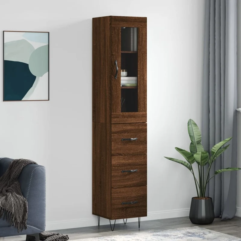 Kaappi ruskea tammi 34,5x34x180 cm tekninen puu